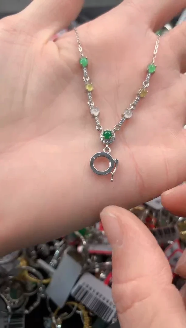 银S925镶嵌戒指翡翠77  10