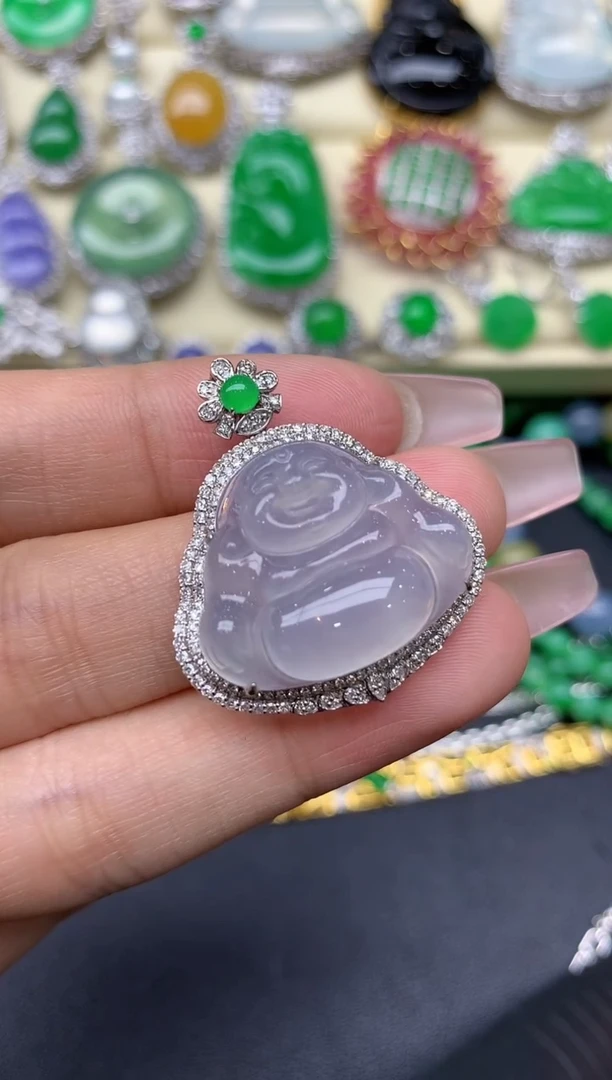 颈饰18K金镶嵌翡翠107-翡翠雪姐天天见