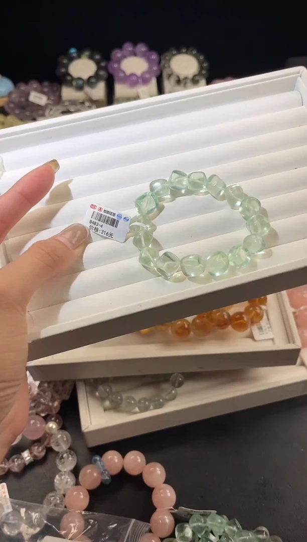 未镶嵌手链萤石多样性发一薄荷绿糖豆