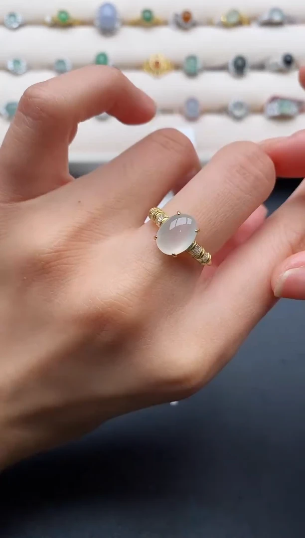 银S925镶嵌戒指翡翠66666666+9