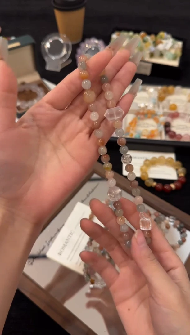合金手链水晶彩兔毛双圈x2803