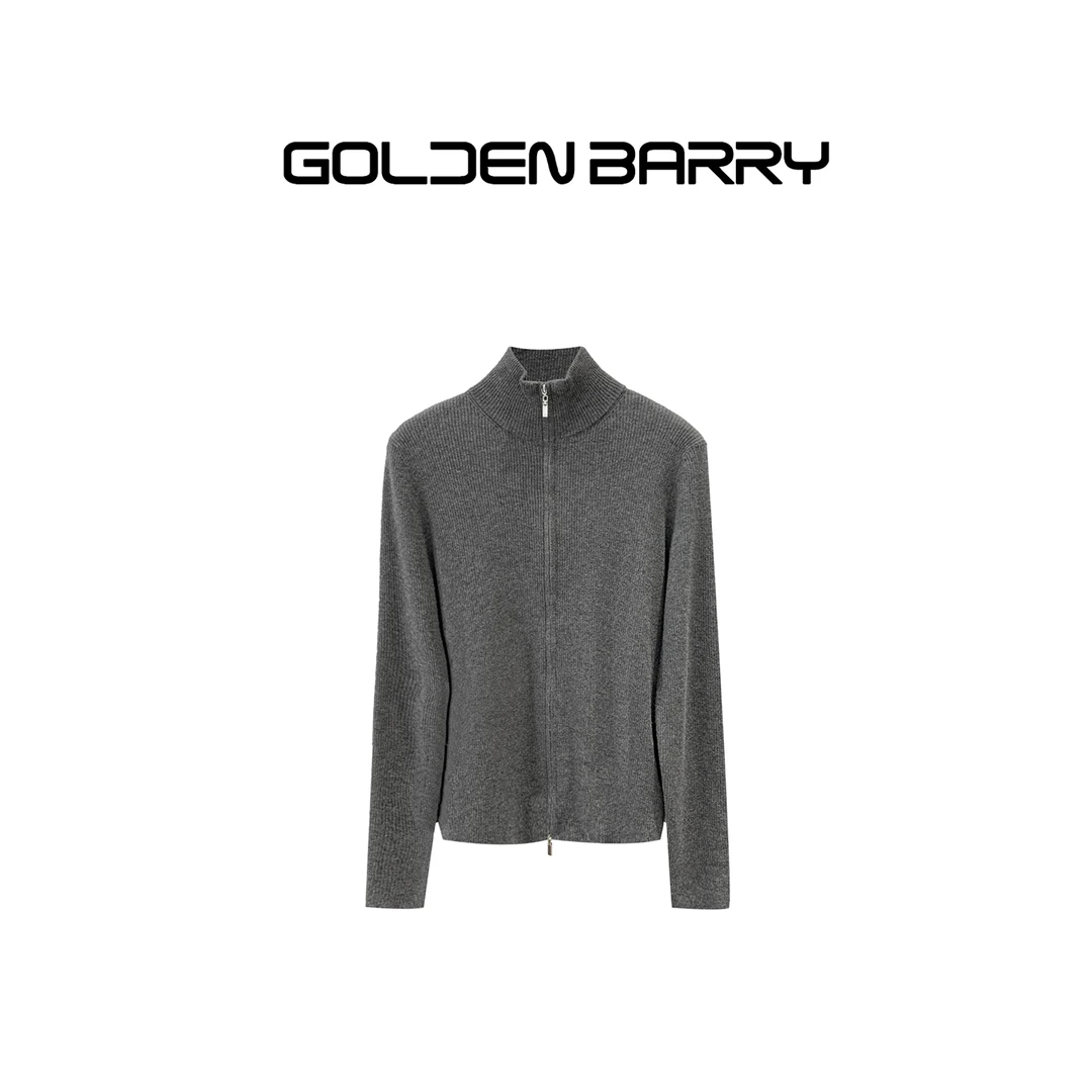 GOLDENBARRY【返季福 利】|241099立领秋冬半高领羊毛双拉链开衫