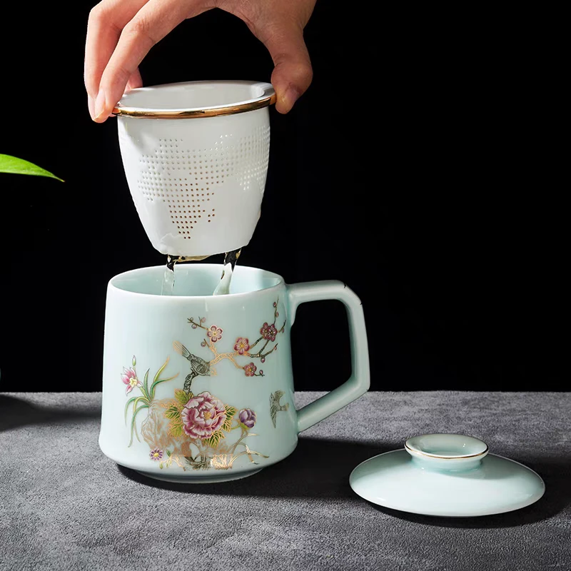 喜上眉梢办公杯粉青S17