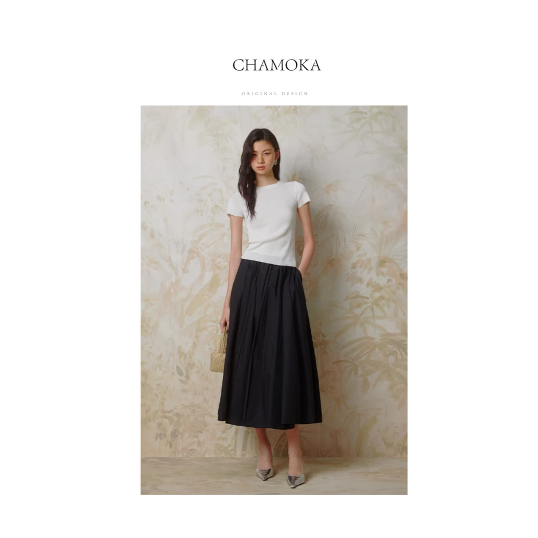 【夏莫卡】夏季百搭显瘦气质精致桑蚕丝混纺TH针织短袖上衣L1030