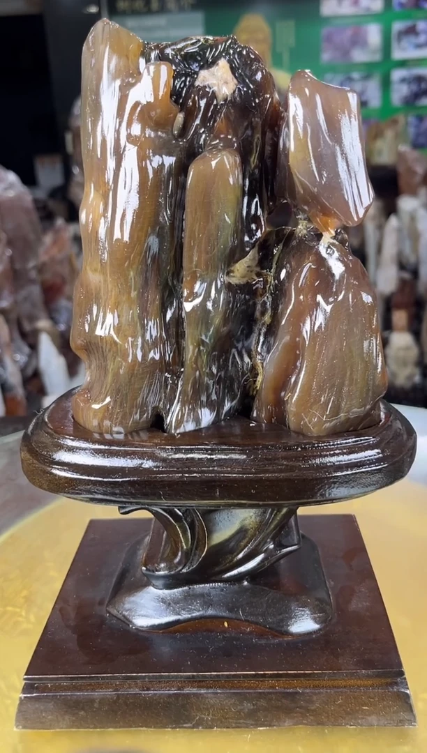 缅甸天然树化玉摆件