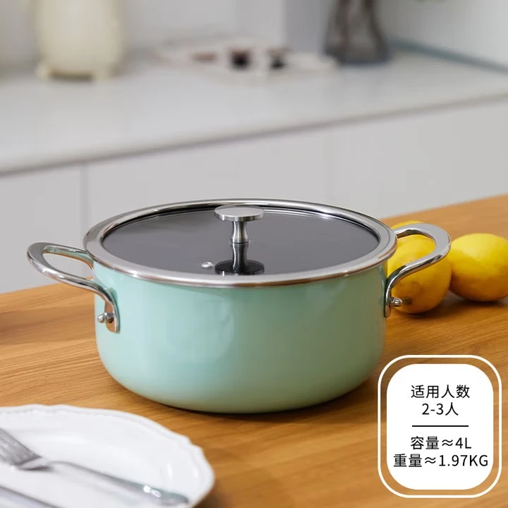 4L汤锅珐琅锅不锈钢家用炖锅炖盅砂锅汤锅煲汤锅不粘锅燃气电磁炉