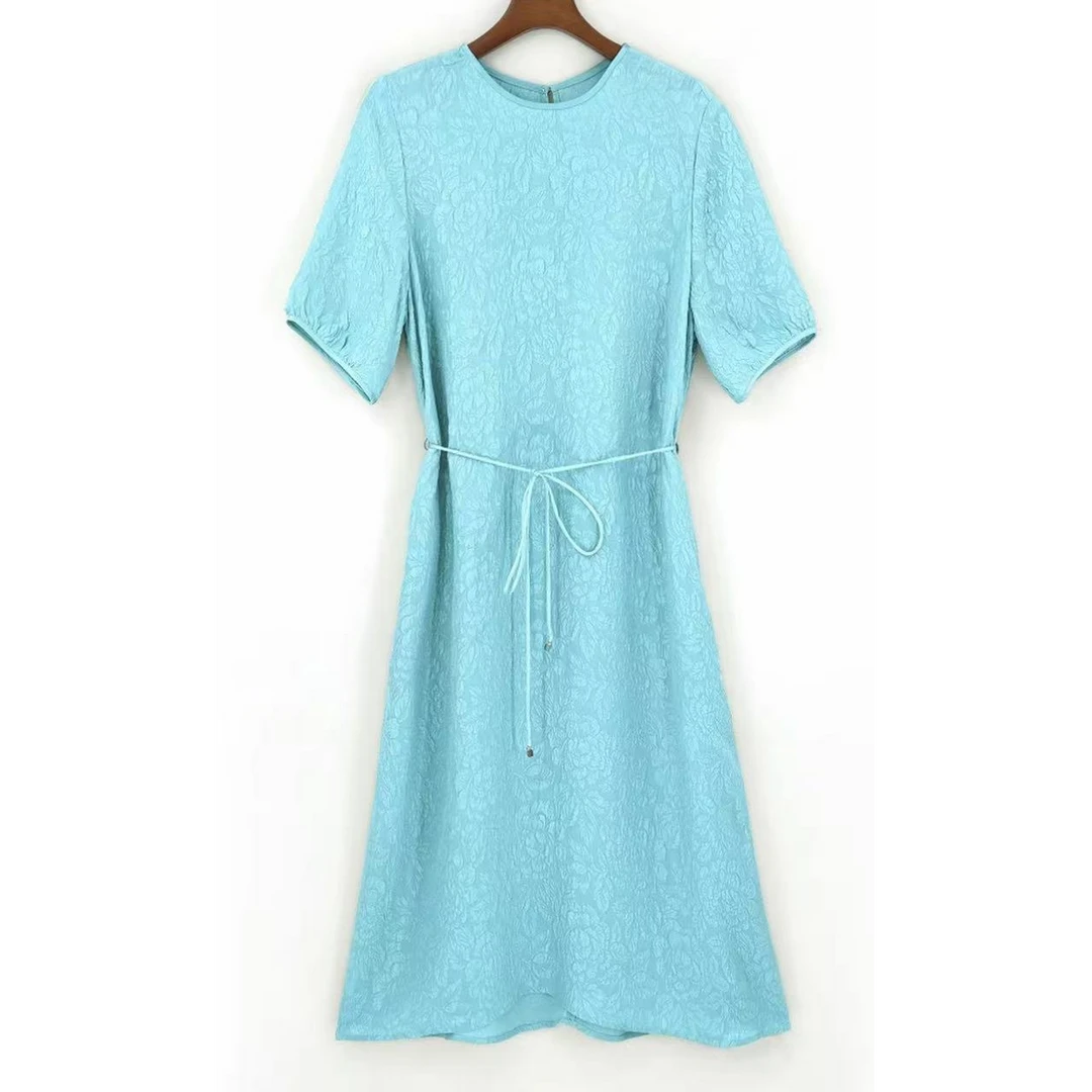 夏季新款19姆米冠乐绉100%桑蚕丝连衣裙25DAK0713