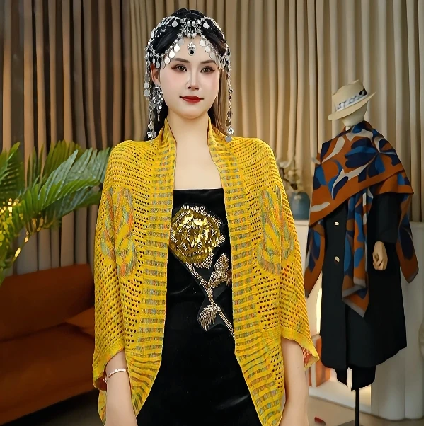 2025新款轻奢蝙蝠衫针织披肩夏款时尚百搭款气质大方提花蝴蝶