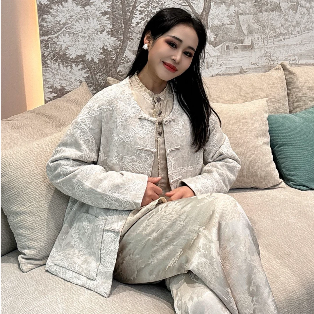 【禾禾家】秋冬气质款新中式加棉重工麻织棉麻外套16192