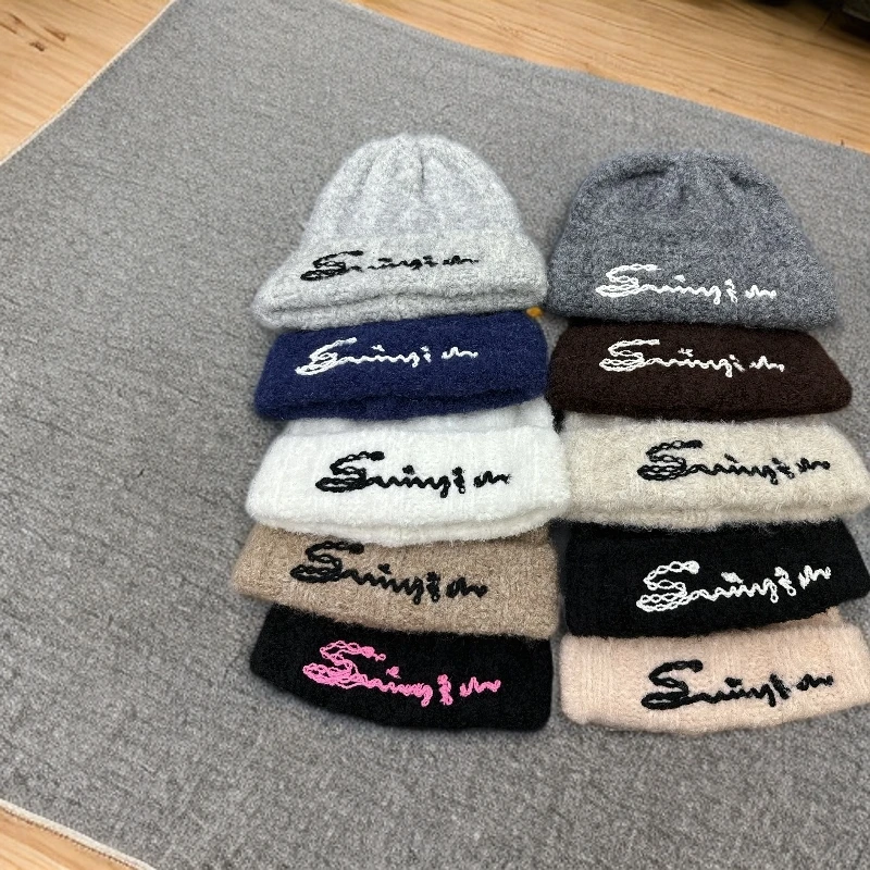 加绒帽子冬天潮流百搭秋冬针织帽新款网红洋气帽子爆款针织毛线