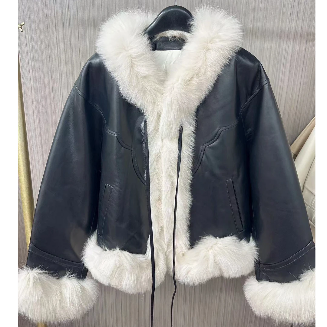 DOUSHEHUI   安妮的心事狐狸毛绵羊皮皮草服饰外套