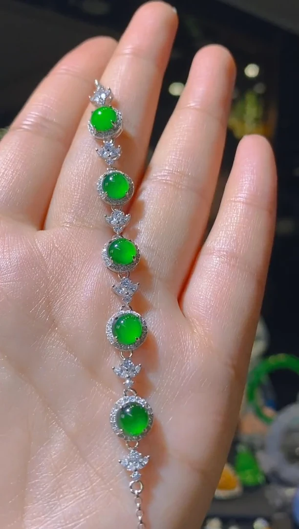 【闪购商品】翡翠手链银S925镶嵌075（多样性发货）