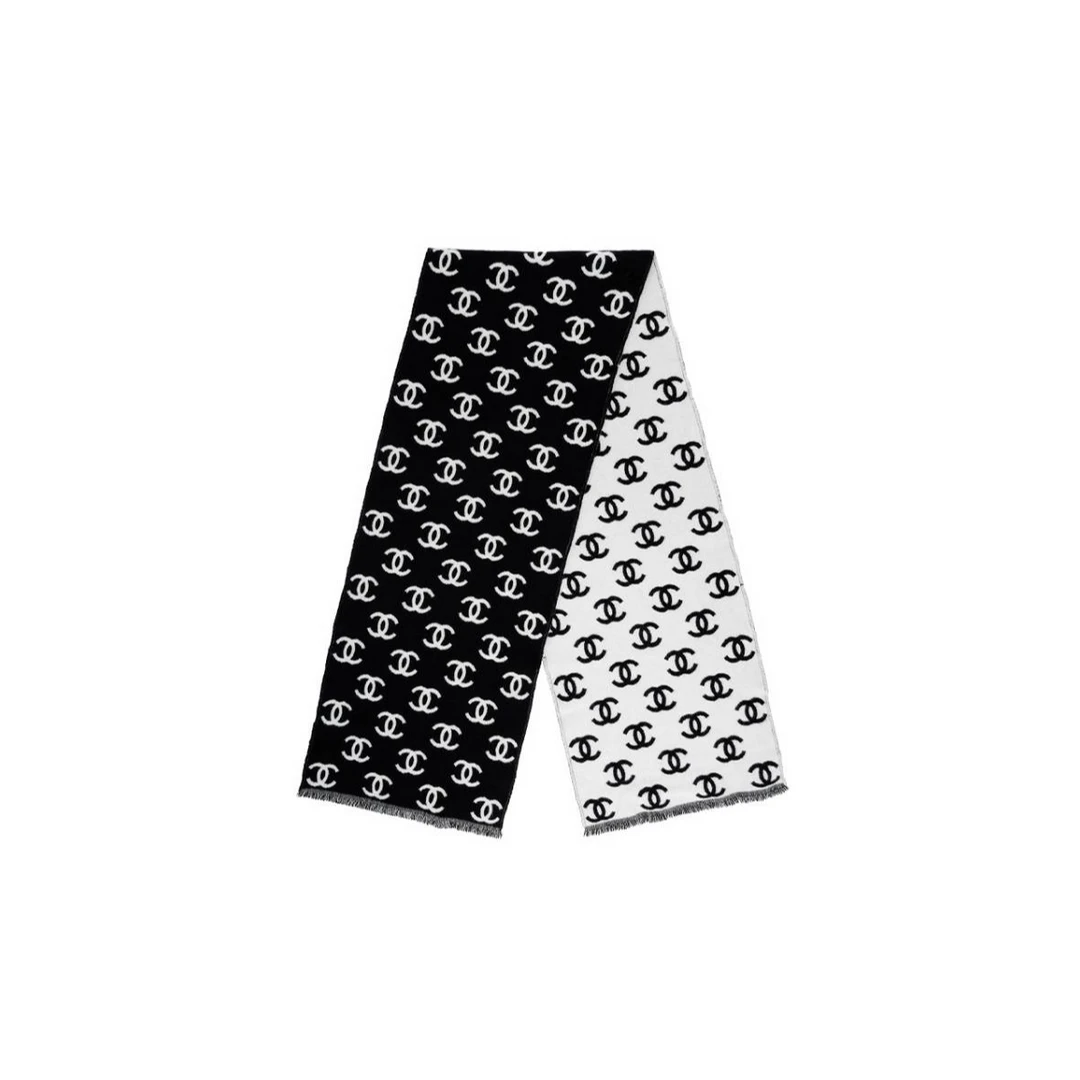 未使用 Chanel/香奈儿 【念念】 双C LOGO 黑白双面围巾