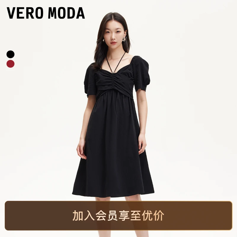 Vero Moda连衣裙女2025新款甜美浪漫娃娃裙半泡泡袖纯欲裙子洋气