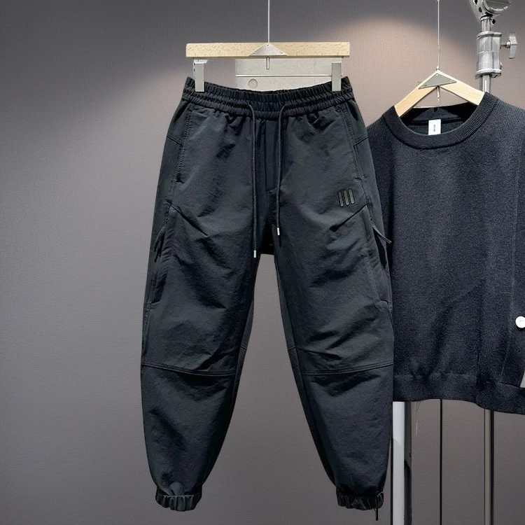 新款男士速干美式哈伦裤宽松束脚工装裤长裤裤子潮牌高街休闲裤