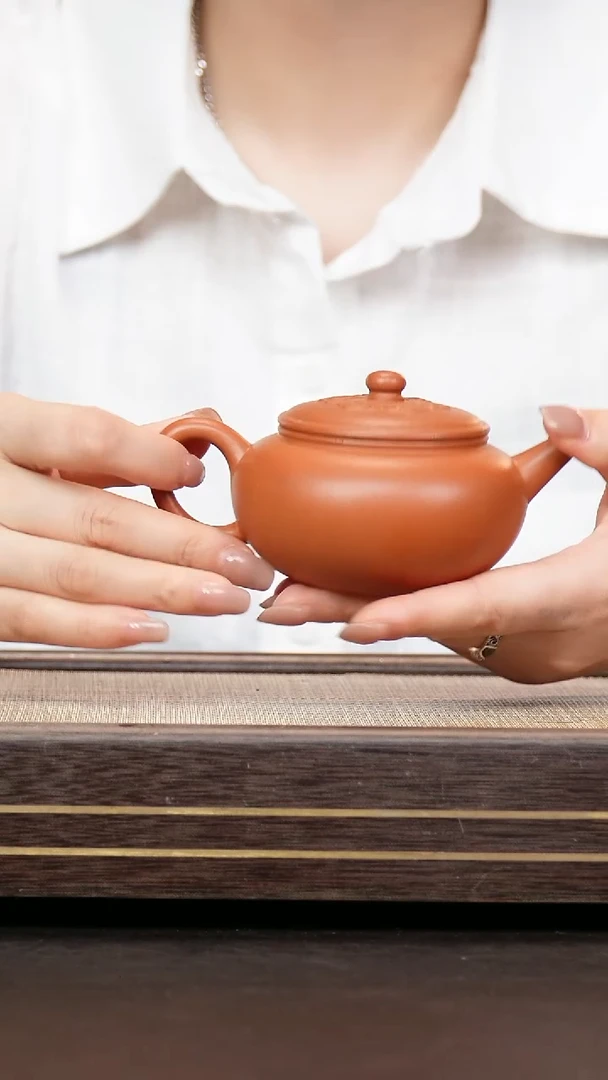 茶壶紫砂红泥  繁花壶