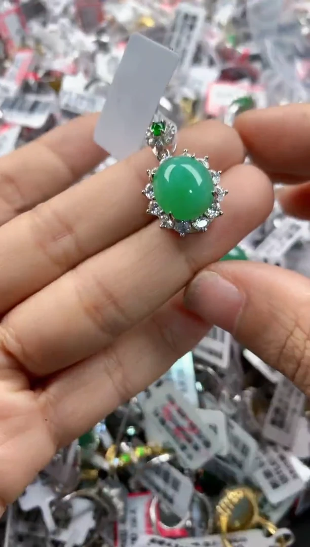 银S925镶嵌戒指翡翠444    3