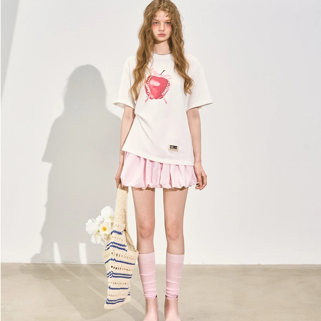 SOMESOWE  2025童话苹果廓形短袖T恤