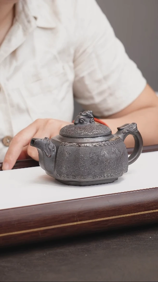 茶壶紫砂四方龙尊壶