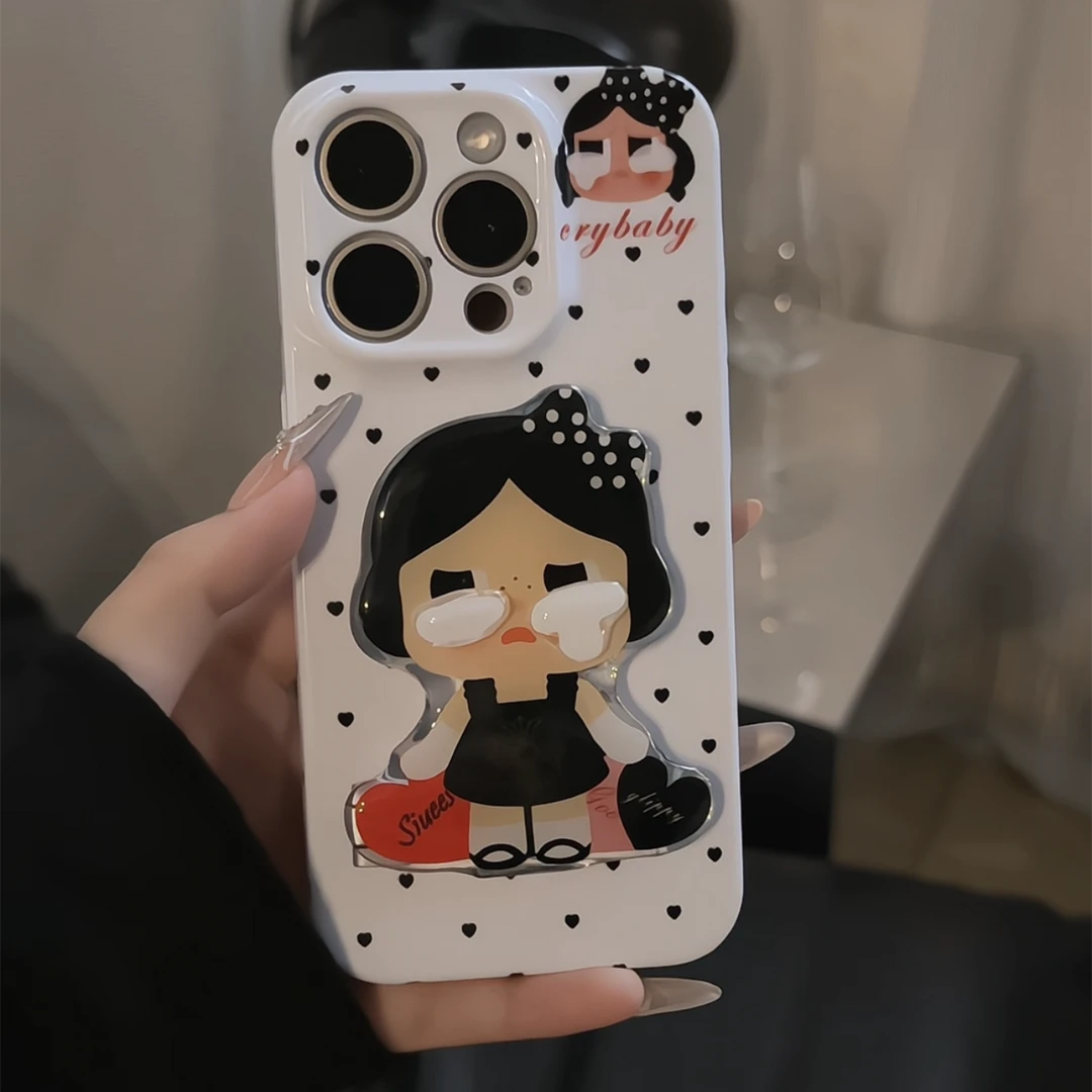 蓝波点哭娃适用苹果17华为P70oppo小米15vivo光面精孔菲林手机壳