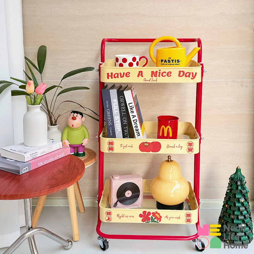 小推车置物架厨房落地多层收纳架卫生间婴儿零食架子可移动松弛感