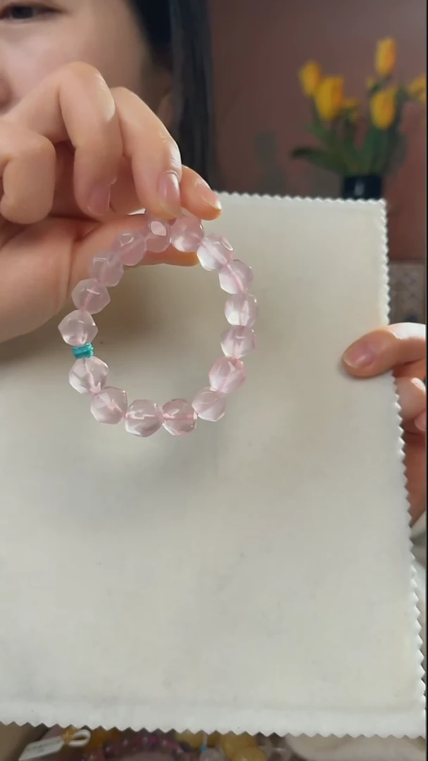 【闪购商品】水晶手串未镶嵌天然莫桑比克粉水晶手串