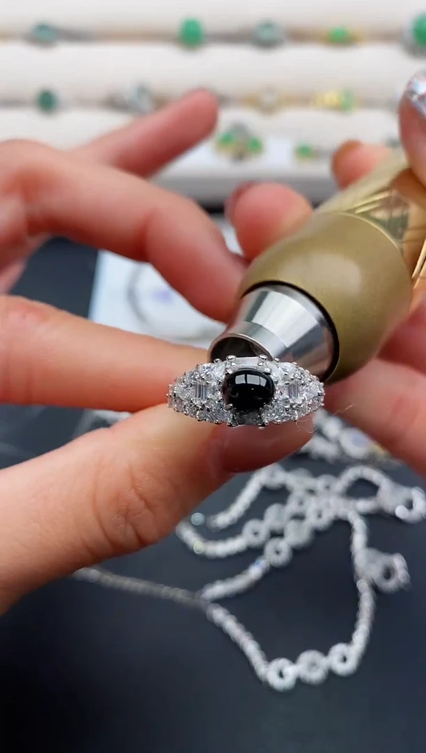 银S925镶嵌戒指翡翠33333333+8