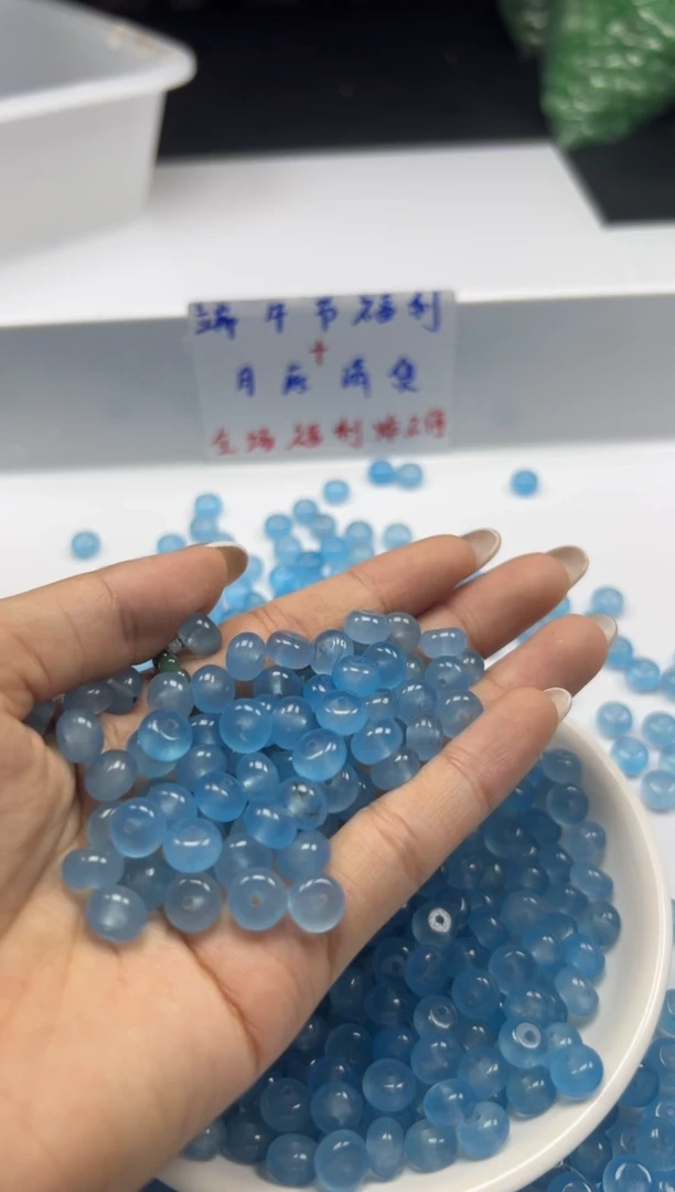 玛瑙/玉髓颈饰未镶嵌w2776冰川海蓝宝算盘8*4mm40颗