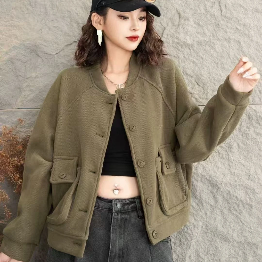 15882新款春秋加厚休闲宽松显瘦百搭潮流上衣外套