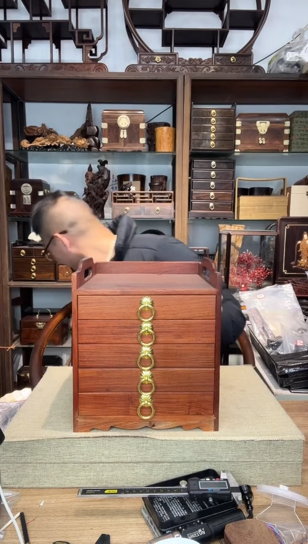 乌木类书架369缅花五层茶饼盒   库存