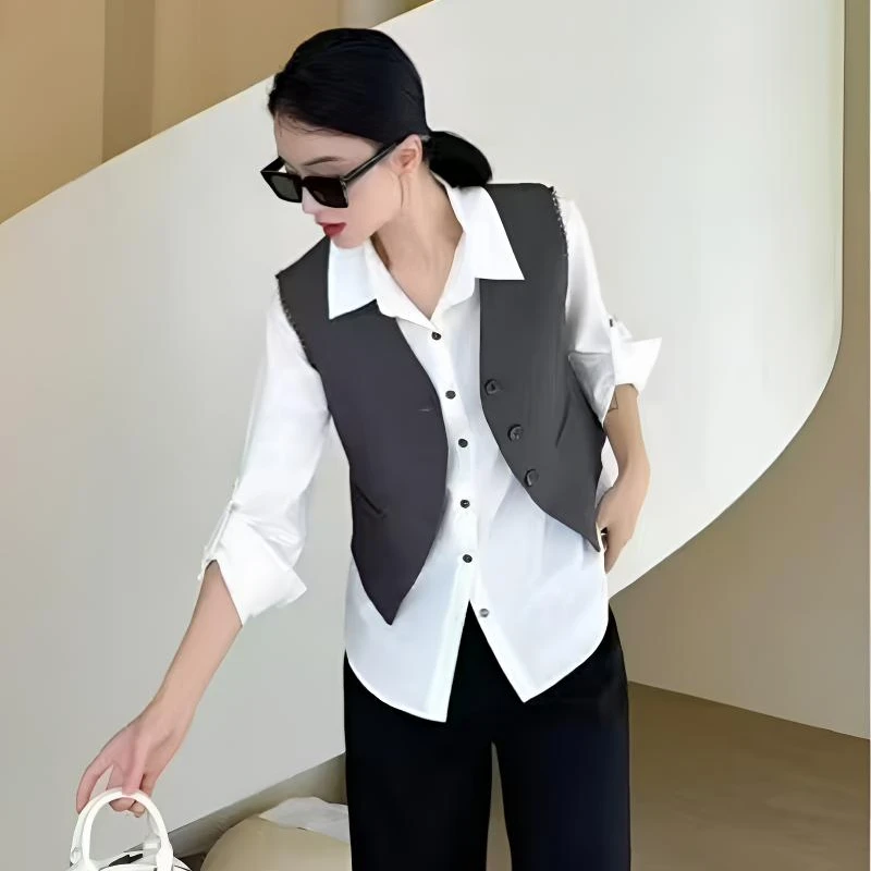 绮绮精选 857#春季新款休闲轻质风小马甲女气质蕾丝边重工马夹