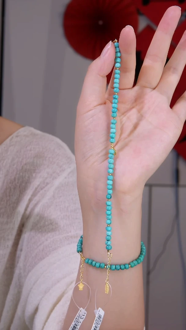 银S925镀金镶嵌绿松石手链多样性发货