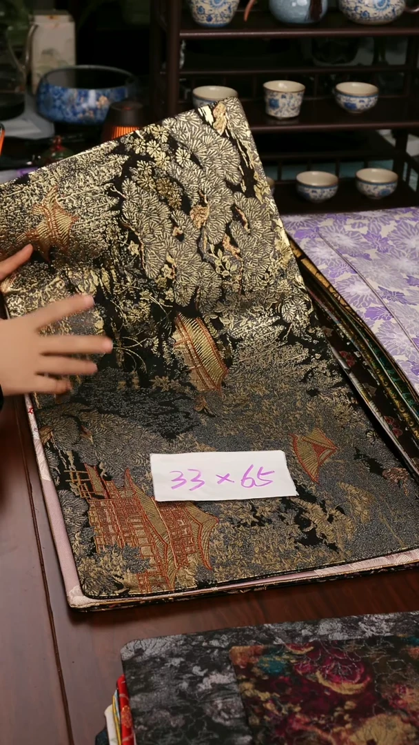 【西阵织登鹳雀楼双面】中国风干泡织锦茶席33*65