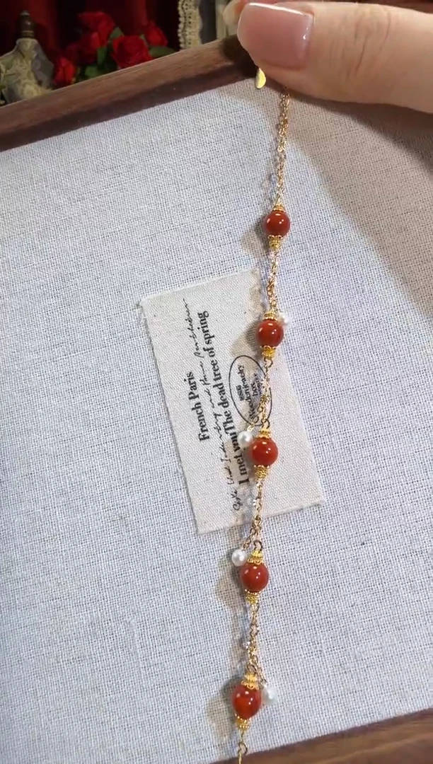 【闪购商品】南红玛瑙手链银S925镶嵌火焰纹