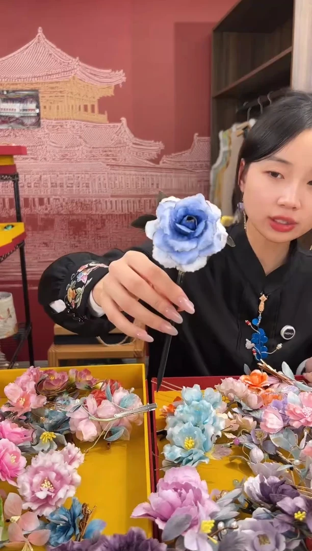 【闪购商品】刺绣非遗绒花（发饰）