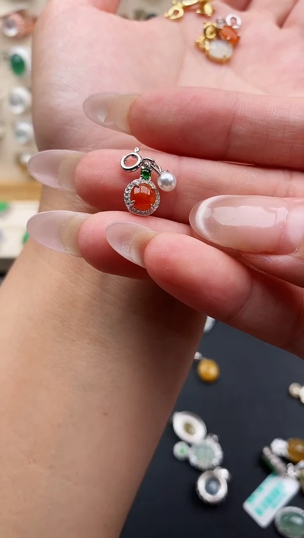 银S925镶嵌戒指翡翠苓*玖缅甸天然A货翡翠11   9-5