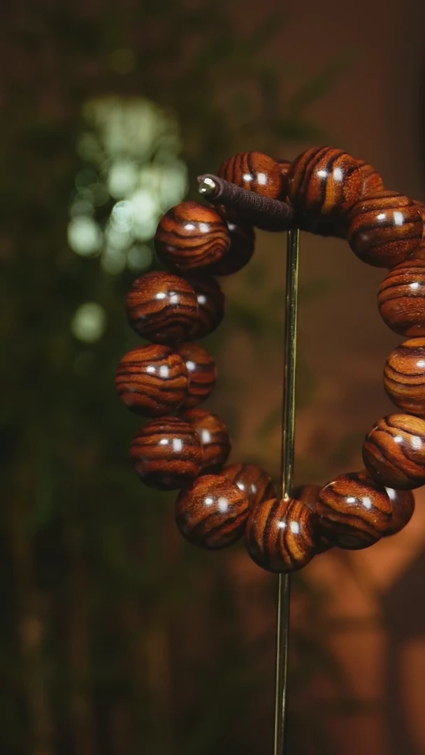 【闪购商品】黄花梨/降香黄檀手串/手链海南黄花梨虎皮1.8cm