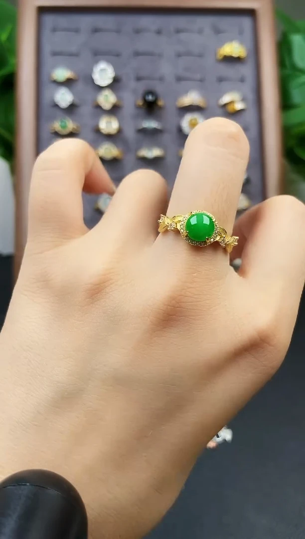 银S925镶嵌戒指翡翠12