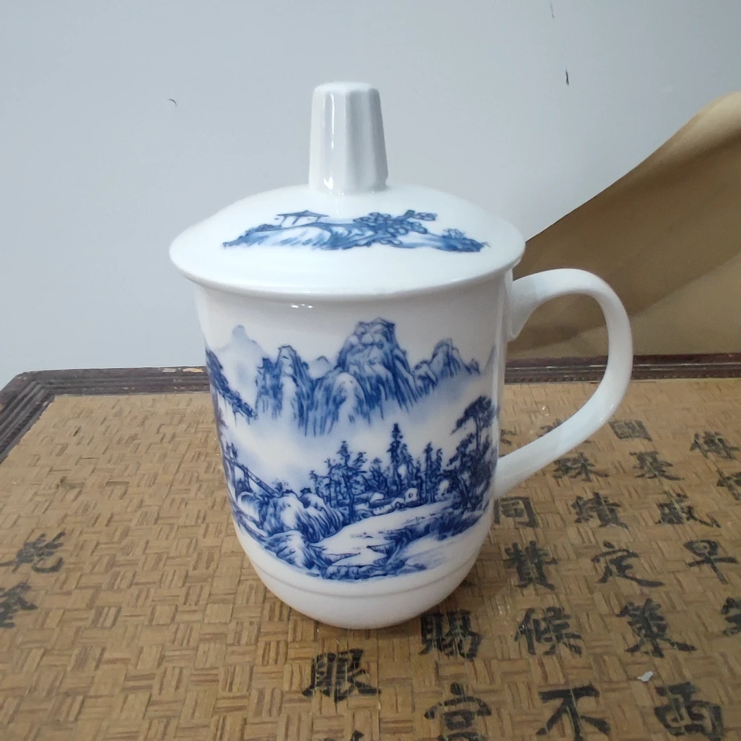 青花山水杯陶瓷 A1