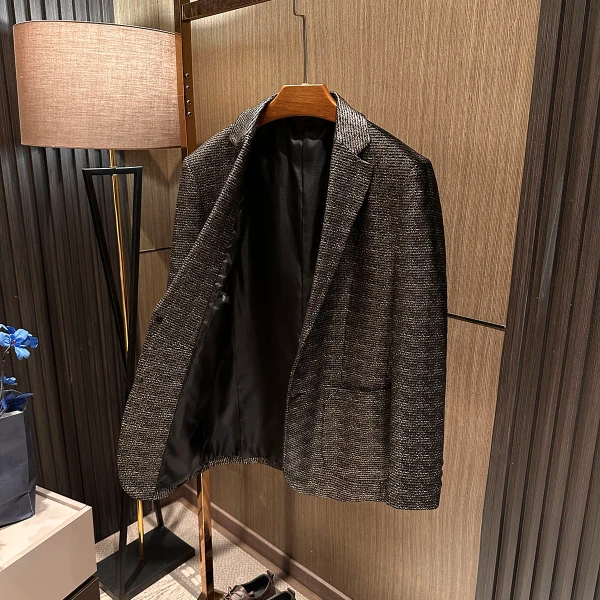 【品味加冕 鎏金设计】2025秋装新款男士磨砂绵羊皮西装真皮皮衣