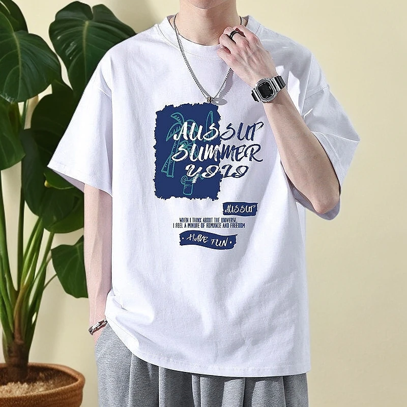 DESE短袖T恤男夏季新款透气白色宽松休闲半袖体恤棉质运动服