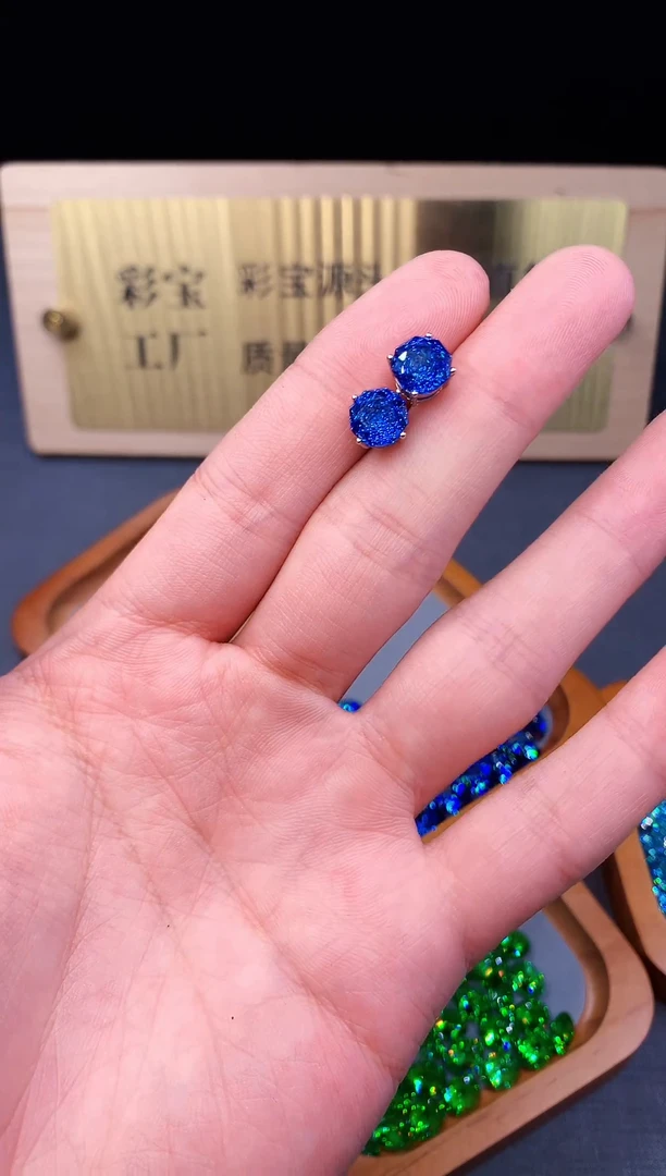 银S925镶嵌耳饰托帕石6566