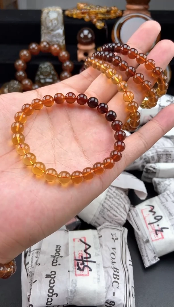 手链琥珀未镶嵌彩虹渐变手串【多样性发货其中一】