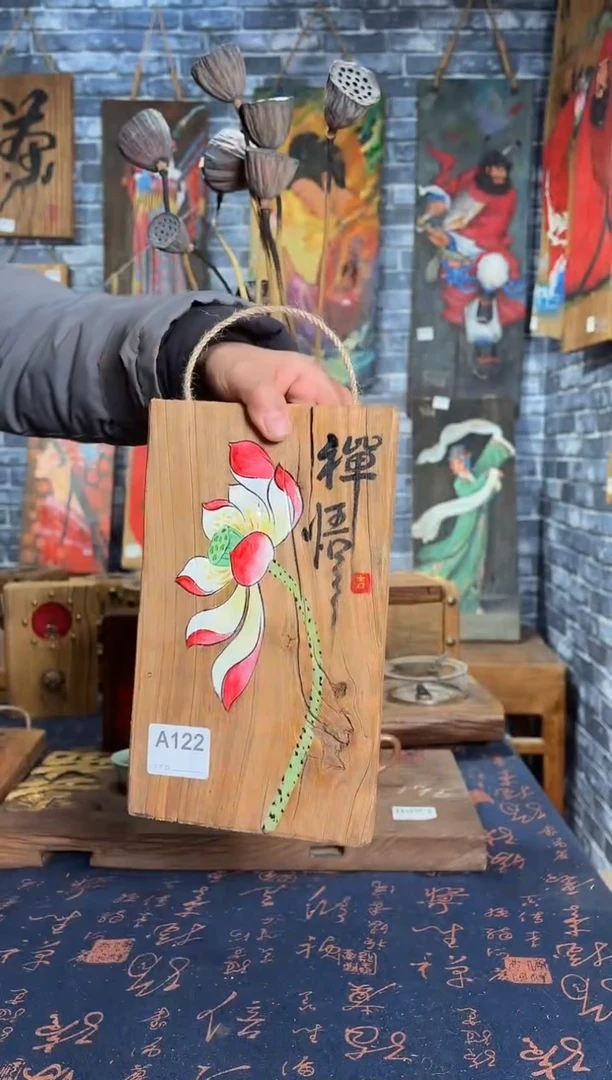 风化老门板丙烯画