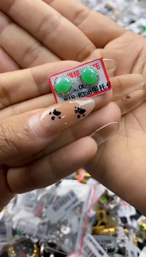 翡翠戒指银S925镶嵌444444   4