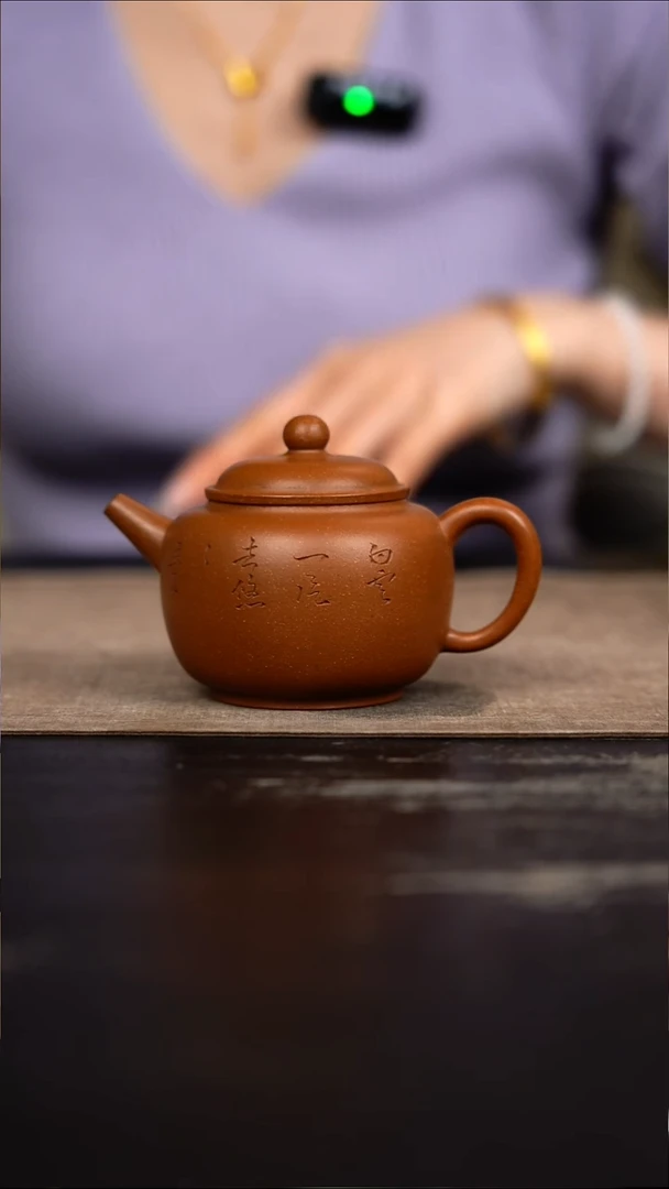 茶壶紫砂文人段泥刻绘巨轮珠