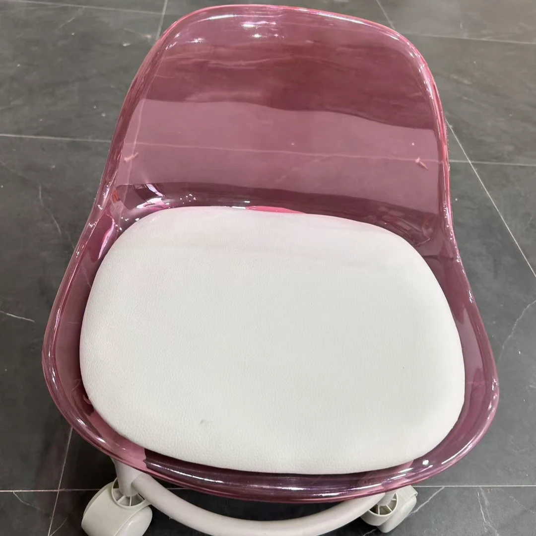 亚克力小凳子静音带万向轮儿童学步凳网红小椅子滑轮矮凳美缝地凳