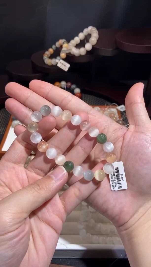 未镶嵌手串水晶4号链接-9咪+兔毛水晶手串