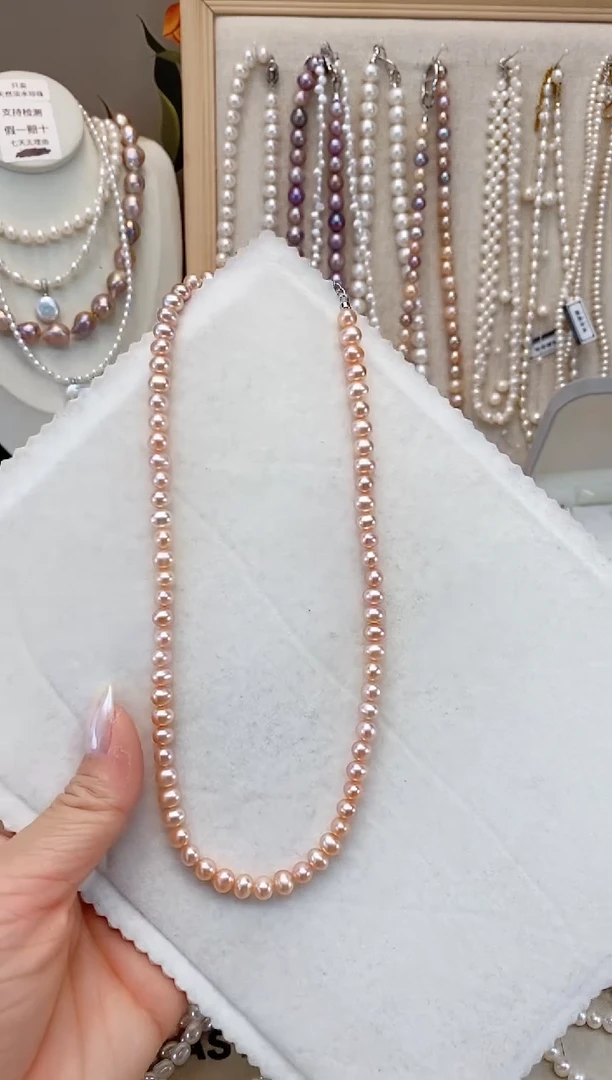 【闪购商品】淡水珍珠项链未镶嵌6-6.5MM中国红鹅蛋项链