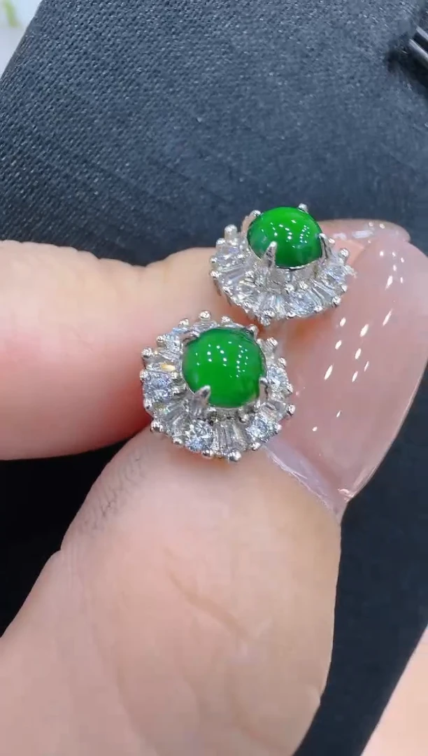 银S925镶嵌翡翠耳饰多样性团购发货一件